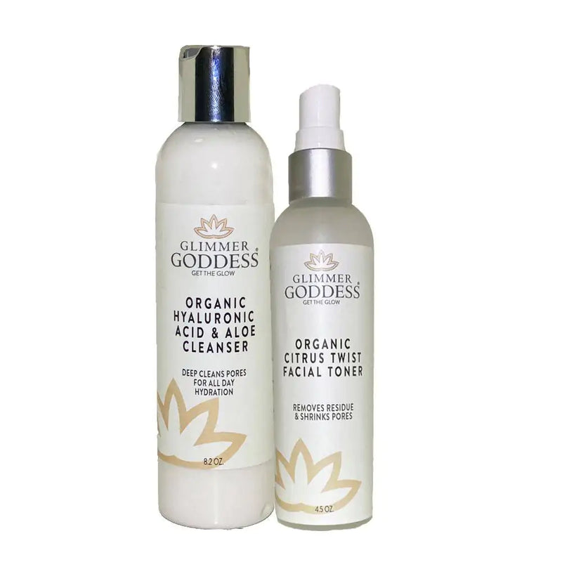 Glimmer Goddess Organic Fresh Start Duo - Cleanse + Tone - Made in USA