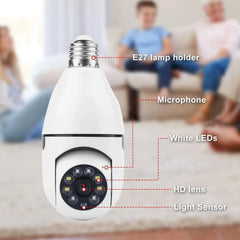 1080P Light Bulb Security Camera, WiFi 360° Night Vision with Motion Detection & Two-Way Audio