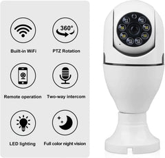 1080P Light Bulb Security Camera, WiFi 360° Night Vision with Motion Detection & Two-Way Audio